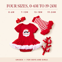 Ensemble de vêtements de Noël pour bébé, 4 pièces, tenue pour nouveau-né, 0-2 ans, hiver, dessin animé, Père Noël, coton, élasthanne, ensemble de vêtements pour nourrissons, vente en gros