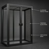 Cage pour animaux de compagnie à plusieurs niveaux en aluminium pour usage intérieur avec panneaux en verre trempé, grand espace personnalisé, fabrication directe en usine, OEM disponible