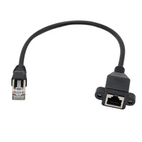 Câble d'extension réseau RJ45 mâle vers femelle Cat5e avec oreilles de fixation à vis, câble Ethernet LAN à montage sur panneau