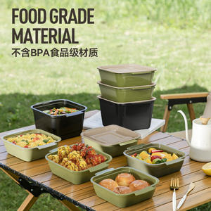 Boîte à pique-nique rectangulaire 3-6L, couvercle en plastique de qualité alimentaire, boîte à lunch portable pour l'extérieur, multifonctionnelle pour tous - Product Image 1