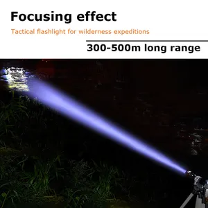Aeternam 500m Long Range T6 Zoomable Emergency Portable Waterproof Rechargeable Usb Led Tactical Torch Light Flashlight