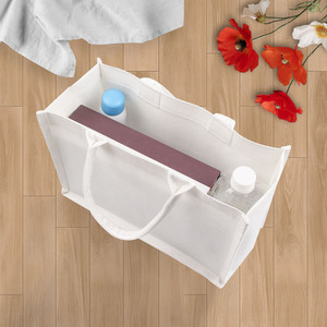 Bolsa de yute ecológica grande al por mayor con asa de cuerda bolsa de playa de arpillera natural impresa personalizada - Product Image 5