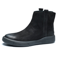 Stivaletti da Uomo in Vera Pelle Stile Retrò Britannico, Traspiranti, Antiscivolo, Slip-On, per Autunno e Inverno
