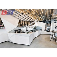 Comptoir de bar en forme de L époustouflant pour hôtel et restaurant avec surface solide en pierre artificielle, design durable pour centre commercial, salle de sport et sous-sol