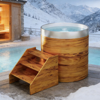 Baignoire à glace en acier inoxydable 304 à grain de bois pour la plongée froide, idéale pour la gym, le spa et l'extérieur, portable, taille et couleur personnalisables, OEM ODM