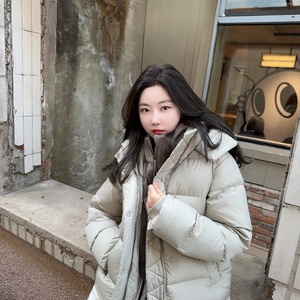 Winter Wunder Puff 5 Check Down Bubble <b>Jacket</b> White Goose Down Fitness Lulu Yoga Wear Loose Coat With Detachable Hood - Product Image 4