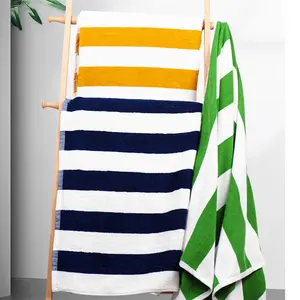 Wholesale Custom LOGO Custom Color and Size Terry Pattern 100% Cotton Material Strip Beach Towels Pool Towel for Bulk Buyer