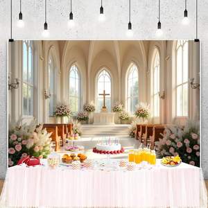 Toile de fond de mariage d'église luxueuse européenne fond de photographie de stock personnalisé pour la décoration d'accessoires de cérémonie fabriqué en chine - Product Image 3