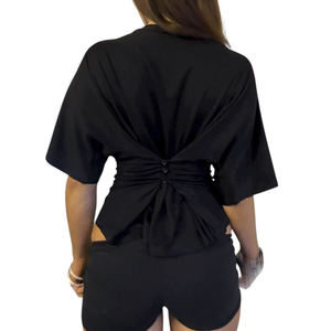 Elegante Camisa de Punto a Rayas Transpirable con Botones para Mujer, Blusa Sofisticada y Chic de Corte Ajustado que Define la Cintura, Ideal para la Oficina - Product Image 5