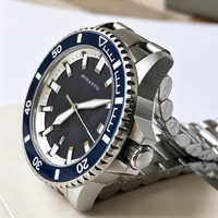 Montre mécanique de plongée de luxe, cristal saphir, lunette en céramique bleue, cadran noir, étanche 200 m, acier inoxydable, montre pour homme