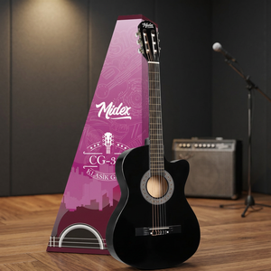 Guitare classique Midex CG-395BK 4/4 avec manche en sapele, tige de tension réglable, finition brillante, ensemble complet pour débutant - Product Image 3