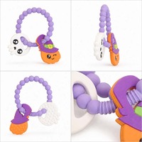 Anneau de dentition en silicone perlé pour bébé, jouet de dentition pour nourrisson, crâne et citrouille, sans BPA, qualité alimentaire, 0-12 mois, personnalisable