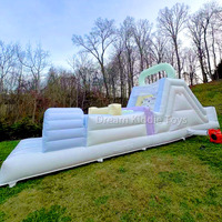 Kastil Lompat Tiup PVC Komersial Dream Kiddie Toys Giant Party Rental Bouncer, Permainan Halang Rintang Pastel, Rumah Lompat dengan Seluncuran