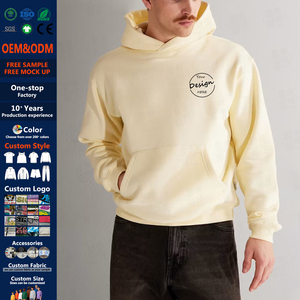 Sweat à capuche court pour homme, personnalisé avec broderie appliquée, en mélange coton-polyester doux, coupe ample à épaules tombantes, couleur unie, pour le sport - Product Image 1