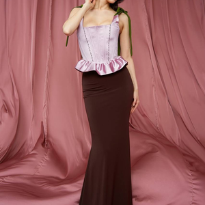 Nouveau style 2025 – Débardeur court <span class=keywords><strong>smocké</strong></span> en satin, coupe ajustée et sexy, pour fille – Collection été en promotion - Product Image 3