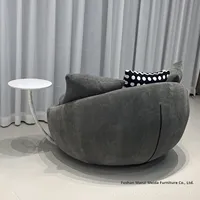 Fauteuil pivotant minimaliste italien en coquille d'œuf OEM, canapé inclinable rond individuel personnalisé avec table basse à plateau pour salon et hôtel
