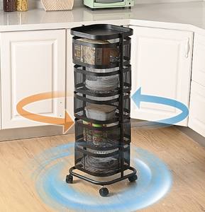 Carrito de empuje, estante de cocina, carrito de mano para verduras, cesta de acero al carbono, almacenamiento de aperitivos, organizador de Dios - Product Image 3