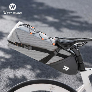 Sacoche de Selle de Vélo Multifonctionnelle Grande Capacité 10L en Polyester Imperméable avec Fermeture Éclair et Sangle Amovible pour Vélo de Route - Product Image 1