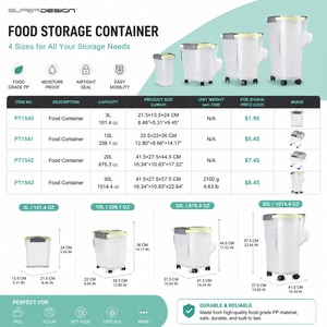 ภาชนะเก็บอาหารสัตว์เลี้ยงขนาด 3L-30L พร้อมล้อเลื่อนแบบถอดได้ สำหรับสุนัข แมว <span class=keywords><strong>นก</strong></span> และอาหารสัตว์เลี้ยงอื่นๆ  กล่องเก็บอาหารสัตว์เลี้ยงแบบสุญญากาศ รักษาความสดใหม่ - Product Image 4