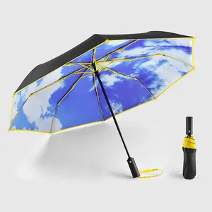 Good quality windproof sun block fully automatic custom printed inside printing umbrella