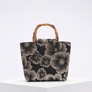 Fashion Women Embroidered Flower Pattern Tote Bag Wooden Handle Line <b>Handbags</b> with Shiny <b>Sequin</b> - Product Image 4