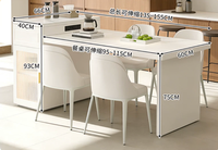 Table basse îlot tout-en-un rétractable pour salon, moderne et minimaliste, avec plateau en pierre et structure métallique, couleur personnalisable, idéale pour petit appartement