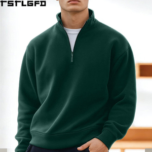Custom Fleece Mock Neck Sweatshirt Men Heavyweight Quarter Zip <b>Jumper</b> Men'S Hoodies & Sweatshirts Clothing Manufacturers Bulk - Product Image 3