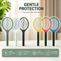 Raquette anti-moustiques rechargeable à grille large, tapette électrique haute tension, attrape-insectes domestique sûr et écologique