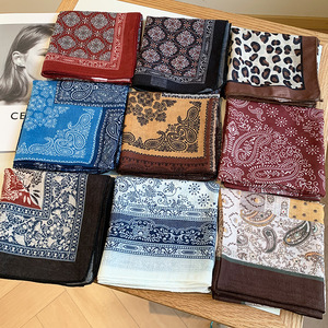 Factory Wholesale Customised Cotton Square Screen <strong>Digital</strong> Printing 100% Cotton Scarf <strong>Custom</strong> Design Made Personal Logo Bandana - Product Image 5