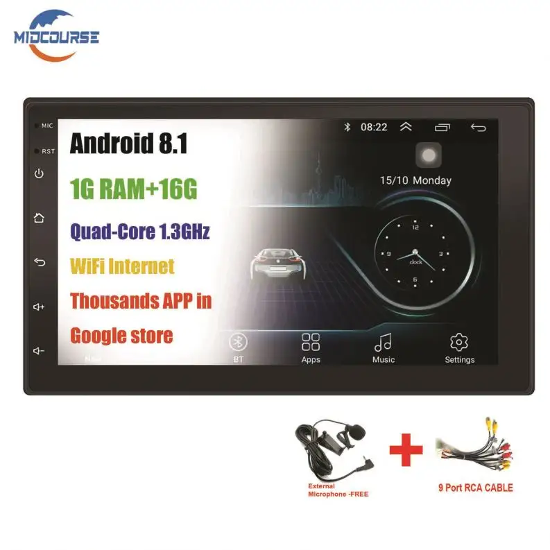 MIDCOURSE Factory DVD Player Mobil Android 7 "2din 4G LTE, untuk VW Magotan Polo Golf Passat untuk Tiguan Skoda Yeti Rapid Fabia Caddy