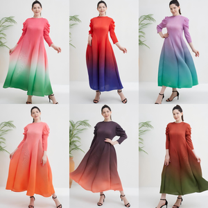 Robes plissées Miyake <span class=keywords><strong>pour</strong></span> femme, modestes, à manches longues, maxi, dégradées, faible MOQ, personnalisables OEM, style <span class=keywords><strong>bohème</strong></span>, <span class=keywords><strong>pour</strong></span> l'église - Product Image 2