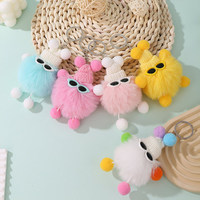Porte-clés en peluche en forme de boule de charbon - Pendentif de sac mignon de dessin animé, jouet en peluche moche-mignon pour filles