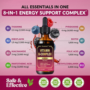 Suplemento Dietético de Vitaminas del <span class=keywords><strong>Complejo</strong></span> <span class=keywords><strong>B</strong></span> 8 en 1, 20000mcg, con Sabor a Bayas Naturales, Fórmula Personalizada con Logotipo, Certificado GMP, Gotas Líquidas Orgánicas - Product Image 2