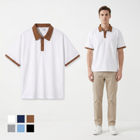 Polo de travail vintage en gros, à manches courtes, avec empiècements contrastants, style rétro streetwear, pour le golf