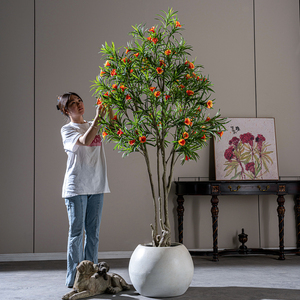 Bonsái de flores de simulación, planta verde Artificial, bonsái de plástico, árbol en maceta, adelfa Nerium Artificial para decoración de jardín - Product Image 1