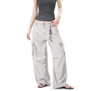 Pantalons cargo tactiques utilitaires tendance gris clair de haute qualité pour hommes, style streetwear, vente en gros - Product Image 1