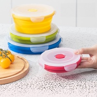Bol en silicone rond de 400/600/900/1200 ml, contenants de stockage alimentaire, boîte à lunch en silicone pliable avec 4 tailles différentes