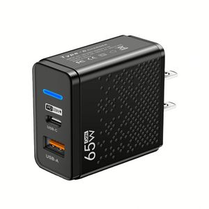 Chargeur de téléphone à charge rapide 65W, chargeur double USB QC3.0, port de charge USB-C type US/EU/UK - Product Image 1