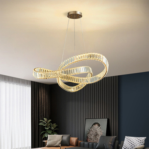 Lustre moderne en cristal doré de luxe pour <span class=keywords><strong>mariage</strong></span>, salon, simple, moderne, hauteur réglable, économie d'énergie, suspension au <span class=keywords><strong>plafond</strong></span> - Product Image 1