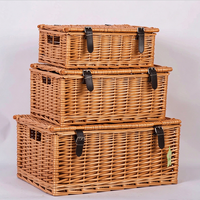 Panier de rangement artisanal en saule naturel tressé, organisateur de bureau style ferme, panier de rangement pour cosmétiques pour coiffeuse