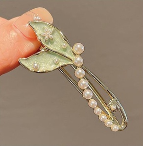 Sweet Girls Pearl <span class=keywords><strong>Said</strong></span> Hairpin Drip Oil Fishtail Hairclip Alliage Ponytail Hair Clips Duckbill Hairgrip - Product Image 5