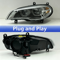 Feux avant LED LIANGTU pour BMW X5 E70 08-13, feux avant jaunes et blancs DRL, yeux d'ange bicolores, phares LED complets, fourniture d'usine