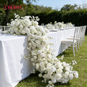 Dalian Chermy White Artificial <strong>Table</strong> Runner <strong>Flower</strong> Cascading Floral <strong>Arrangement</strong> for Wedding Long <strong>Table</strong> Decor - Product Image 4