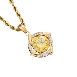 2026 Cross-border New Tungsten Gold Plated Colorful Zircon Necklace <b>Light</b> Luxury Rotating Pendant Necklace Elegant Style - Product Image 5