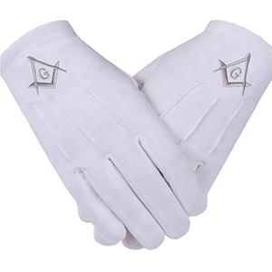 Guantes masónicos de algodón unisex con diseño de brújula cuadrada, guantes de seguridad personalizados de muy alta calidad - Product Image 3