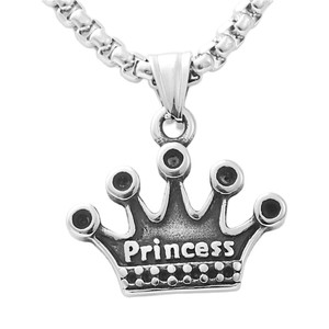 Yunnique – collier avec pendentif couronne en acier inoxydable, cadeau rétro unisexe, 19014 - Product Image 5