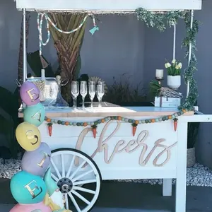 Decoración evento blanco boda suministros móvil flor exhibición dulce postre Candy Bar carrito para fiestas