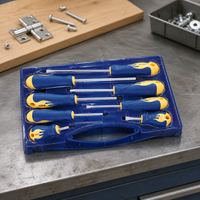 Ensemble de tournevis à tête fendue magnétique avec poignée en acier, 8 pièces, pour projets domestiques, OEM, industriel, bricolage