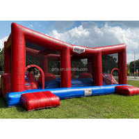 GMY Inflatables Large Wipeout gonflable rouge Parcours d'obstacles Interactif Gonflable Saut et limite Obstacle