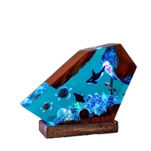Lámpara de Resina y Madera con Diseño de Orca, Ballena y Tortuga Marina, Modelo 3D, Luz Nocturna Regulable RGB, Decoración Oceánica para Dormitorio, Regalo de Halloween - Product Image 1